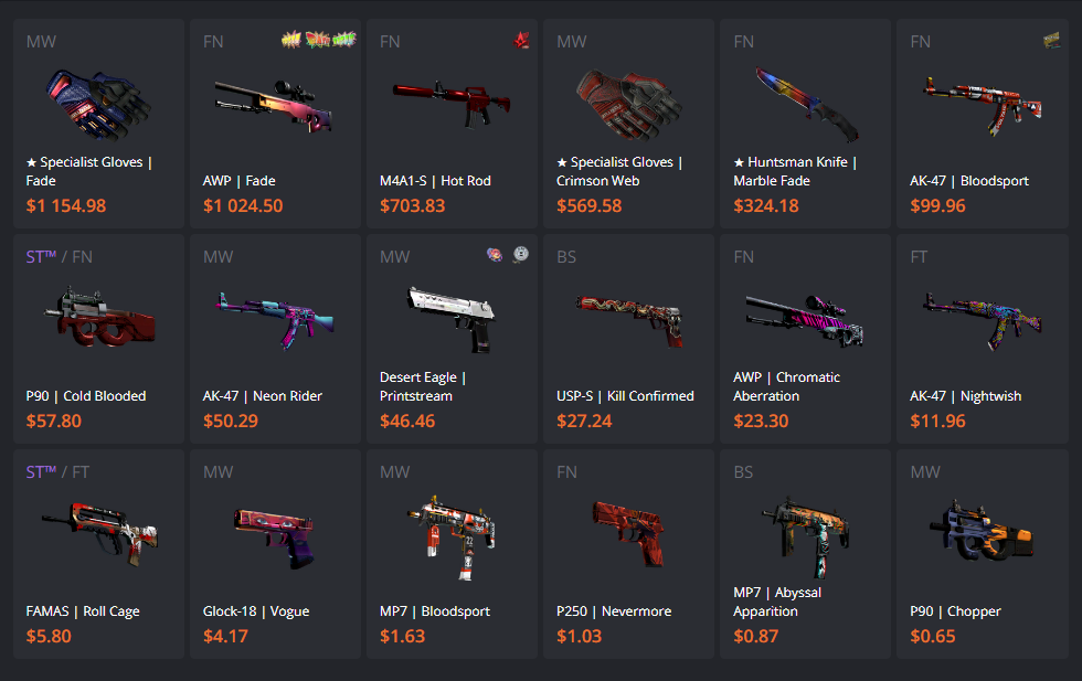 Скины CS2, CS:GO, КС2, КС ГО в инвентаре